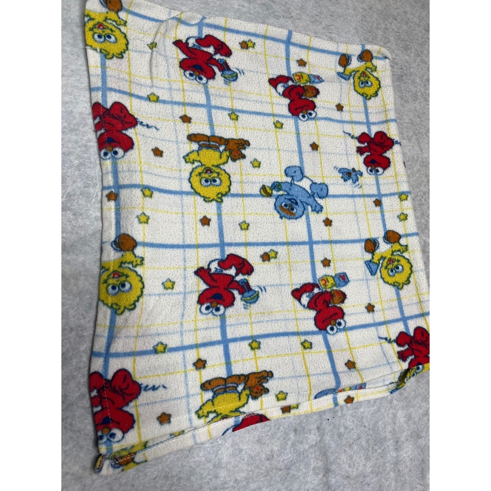 Sesame Street ABC Baby Blanket Elmo big bird vintage Fleece Grid 36x34